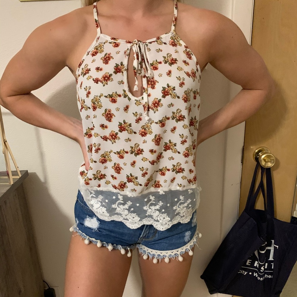 Cute Flowery Sleeveless Top